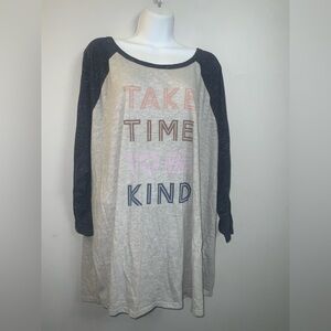 EVRI Preloved Light Gray & Navy Comfy Oversized Raglan Nightshirt Sz 4X